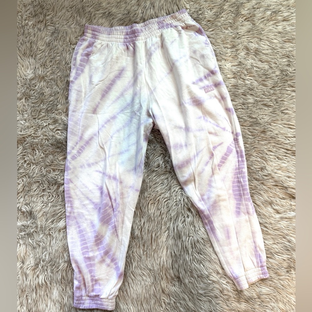 Tie-Dye Jogger Pants - Light Purple & White
